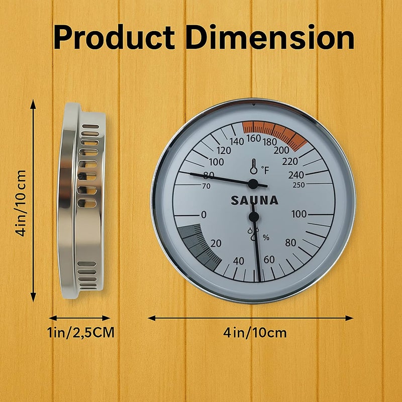 GLOBOTECH Sauna Thermometer and Hygrometer Combo – Precise Temperature & Humidity Gauge for Sauna Roomsk, Temperature Range 70-250°F, Humidity Range 0-100% - Image 2